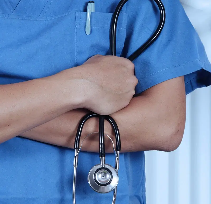 Nurse holding stethoscope